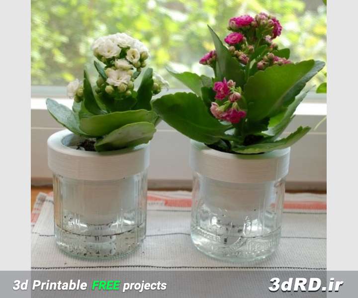 دانلود طرح سه بعدی گلدان کوچک خود آبیاری