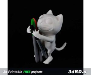 دانلود طرح سه بعدی نگهدارنده مداد طرح گربه ایستاده