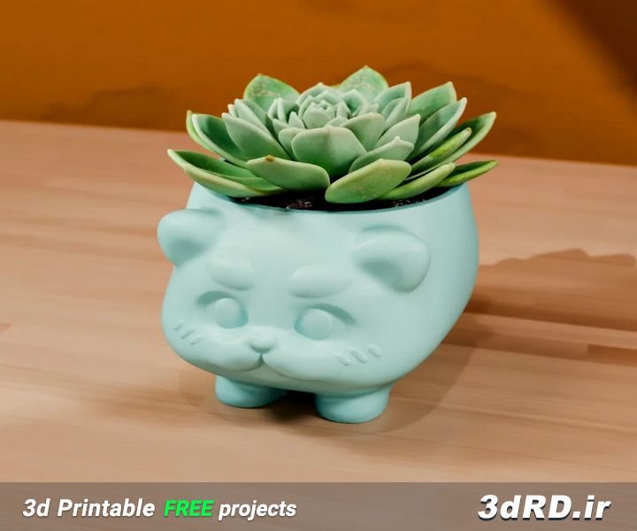 دانلود طرح سه بعدی گلدان طرح گربه ناز /گلدان سه بعدی/گلدان/گلدان رومیزی