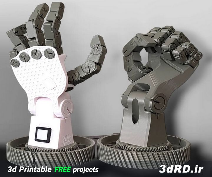 دانلود طرح سه بعدی ربات دست متحرک/ربات دست/ربات متحرک/ربات متحرک سه بعدی/ربات متحرک پرینت سه بعدی/ربات
