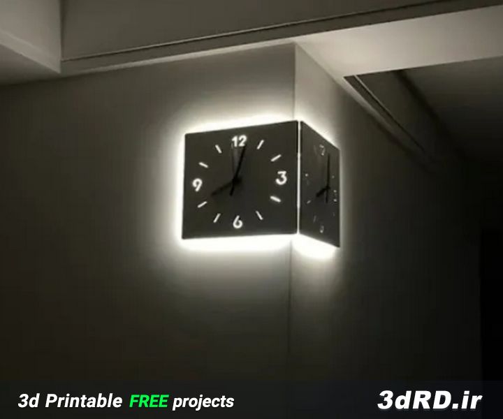 دانلود طرح سه بعدی ساعت دیواری/ساعت سه بعدی/ساعت دیواری گوشه ای/ساعت