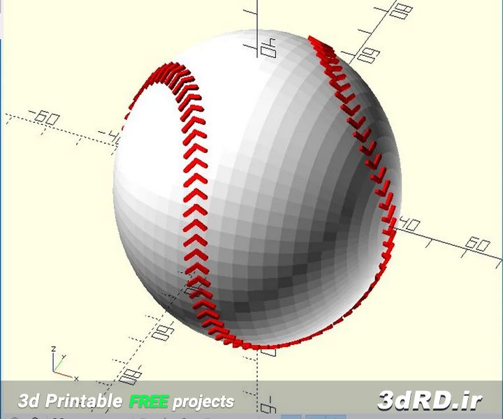 طرح آماده پرینتر سه بعدی ماکت توپ بیسبال