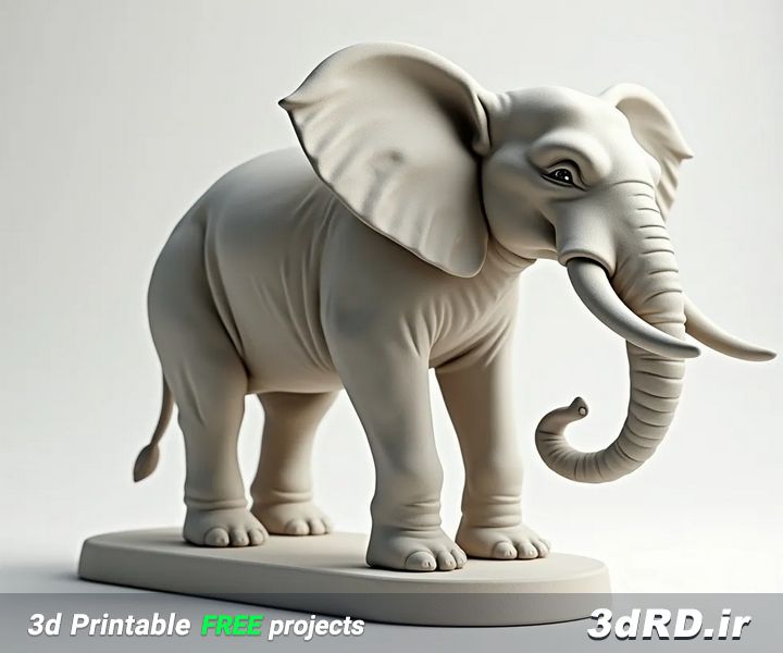 طرح آماده پرینتر سه بعدی مجسمه فیل