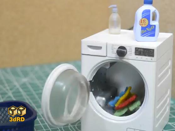 ماشین لباسشویی مینیاتوری ساخته شده توسط پرینتر سه بعدی