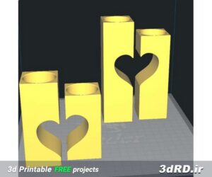 دانلود طرح سه بعدی جا شمعی دوتایی با طرح قلب