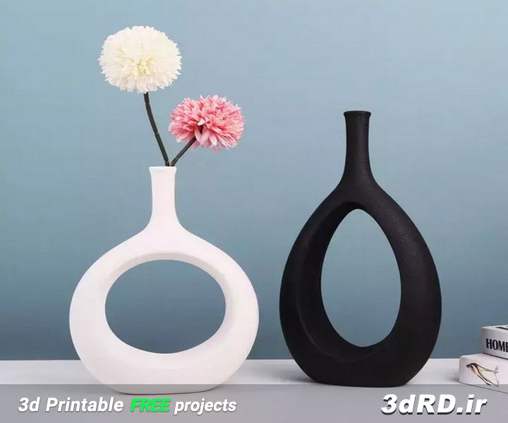 دانلود طرح سه بعدی گلدان طرح اسکوپ/گلدان مدرن/گلدان سیاه و سفید