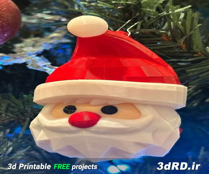 دانلود طرح سه بعدی بابانوئل/سر سه بعدی بابانول/تزیینات درختچه کریسمس