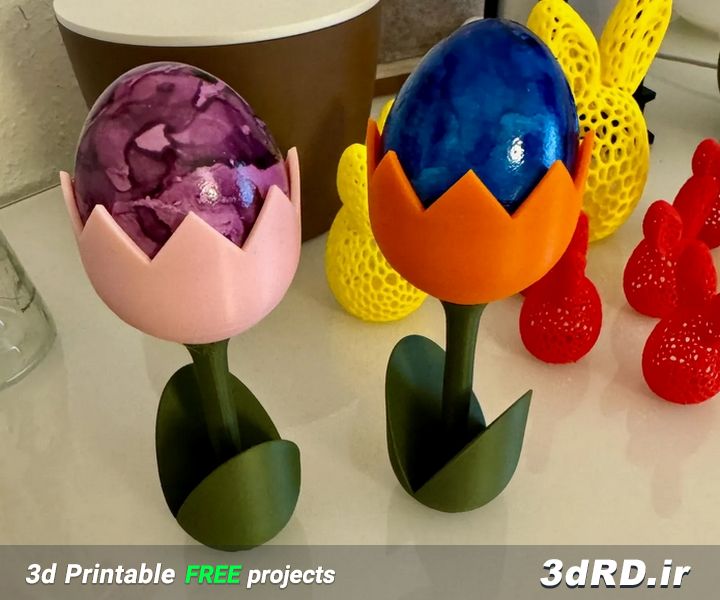 دانلود طرح سه بعدی تزیینی سفره عید/گل لاله تزیینی/فنجون تخم مرغ/فنجان تخم مرغ/استند تخم مرغ رنگی