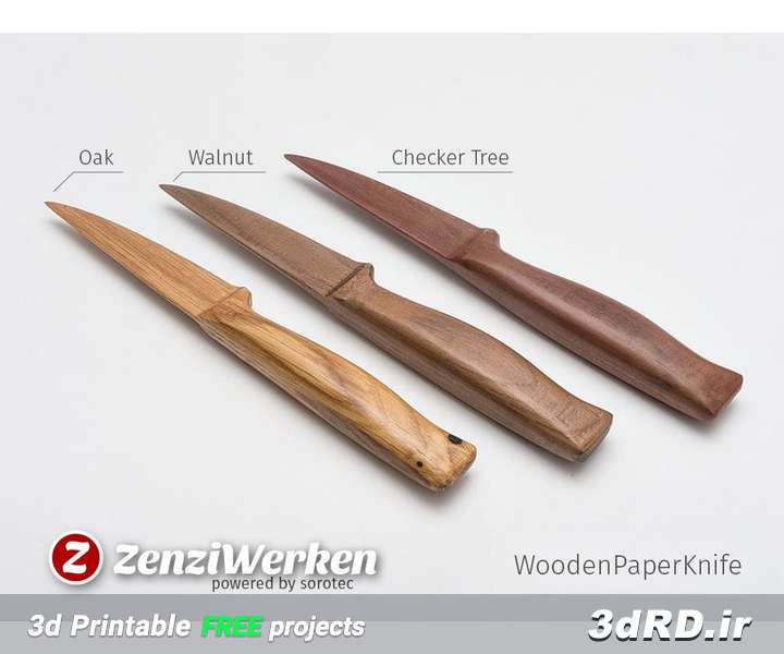 دانلود طرح سه بعدی چاقوی کاغذی طرح چوب
