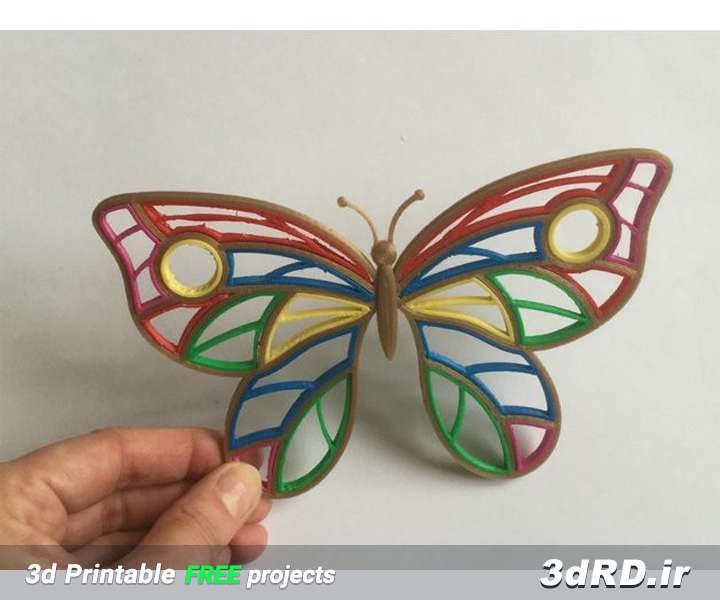 دانلود طرح سه بعدی پروانه رنگی فانتزی