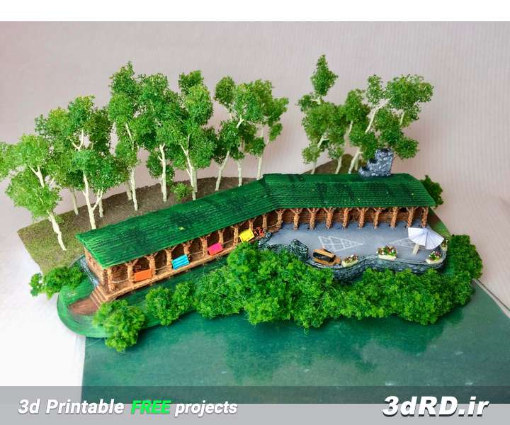 دانلود طرح سه بعدی ماکت کابین ها و درختان دریاچه