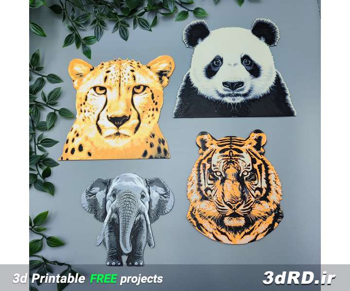 دانلود طرح سه بعدی پوستر ست حیوانات جنگل