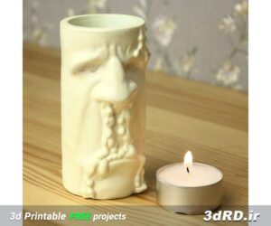 دانلود طرح سه بعدی جا شمعی سفید چهره دار