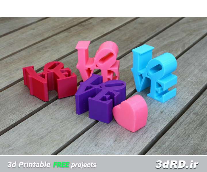 دانلود طرح سه بعدی مجسمه رنگی LOVE