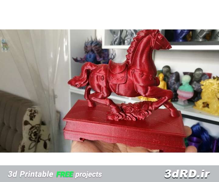 دانلود طرح سه بعدی مجسمه اسب قرمز دکوری