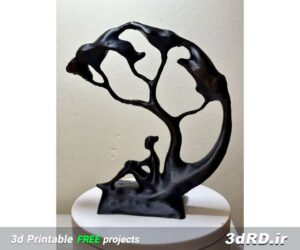 دانلود طرح سه بعدی مجسمه درخت و دخترک