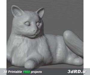 دانلود طرح سه بعدی مجسمه گربه نشسته
