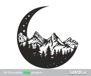 دانلود طرح سه بعدی استیکر دیواری/برچسب دیواری/استیکر ماه/برچسب ماه