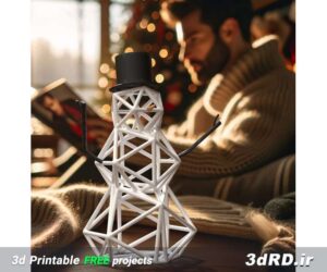 دانلود طرح سه بعدی مجسمه آدم برفی/آدم برفی مشبک/آدم برفی کریسمس