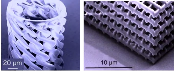 تصاویر میکروسکوپی دو نمونه از ساختارهای پرینت شده توسط شرکت Nanoscribe